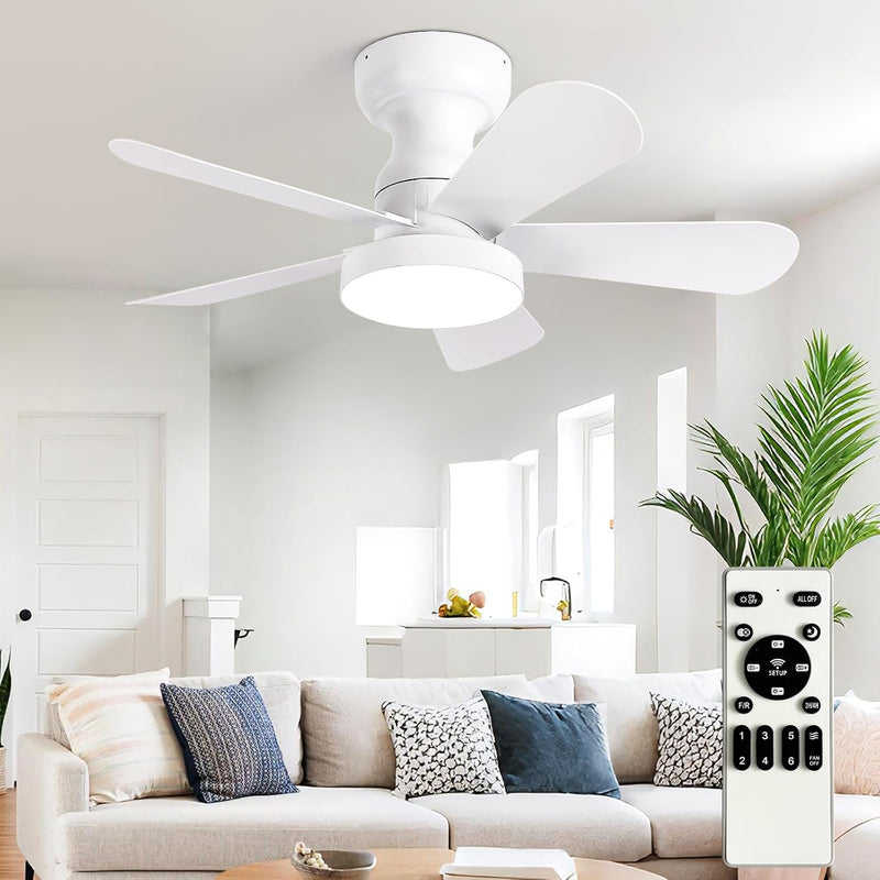 Ceiling Fan with Lights: 28-Inch Flush Mount Light