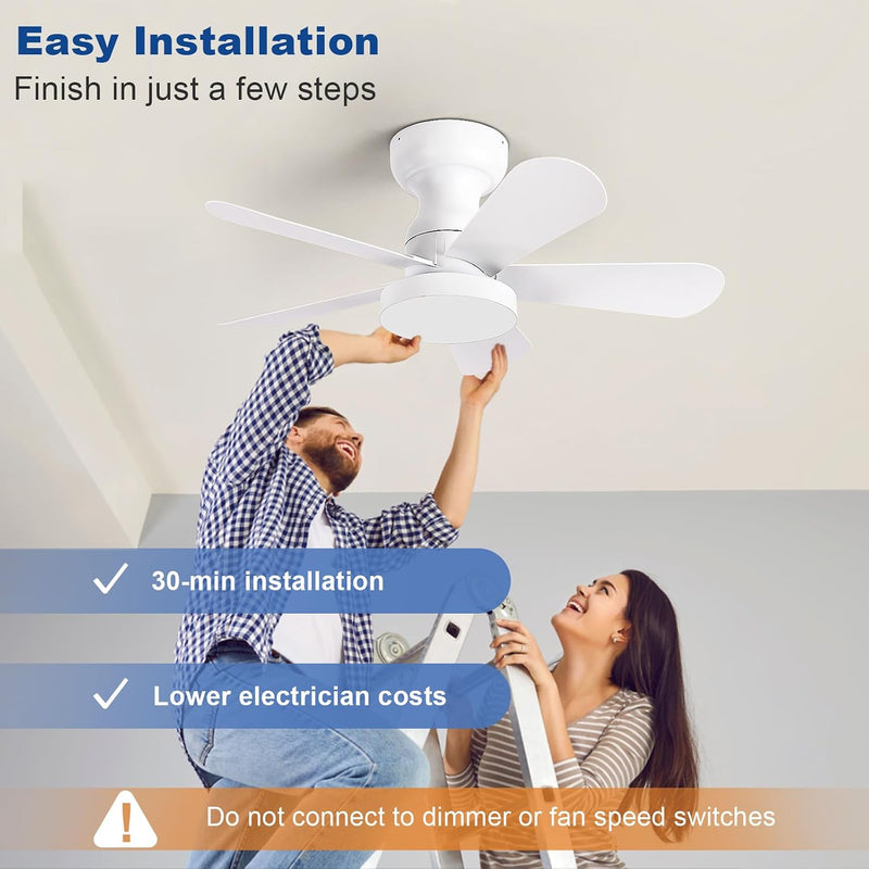 Ceiling Fan with Lights: 28-Inch Flush Mount Light