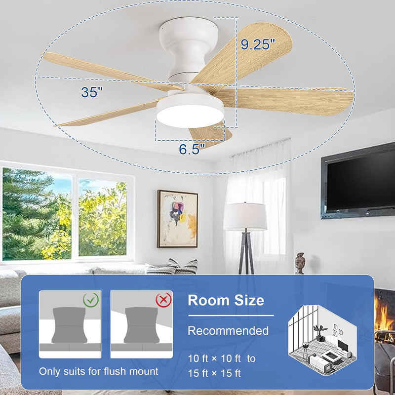 Ceiling Fan with Lights: 28-Inch Flush Mount Light