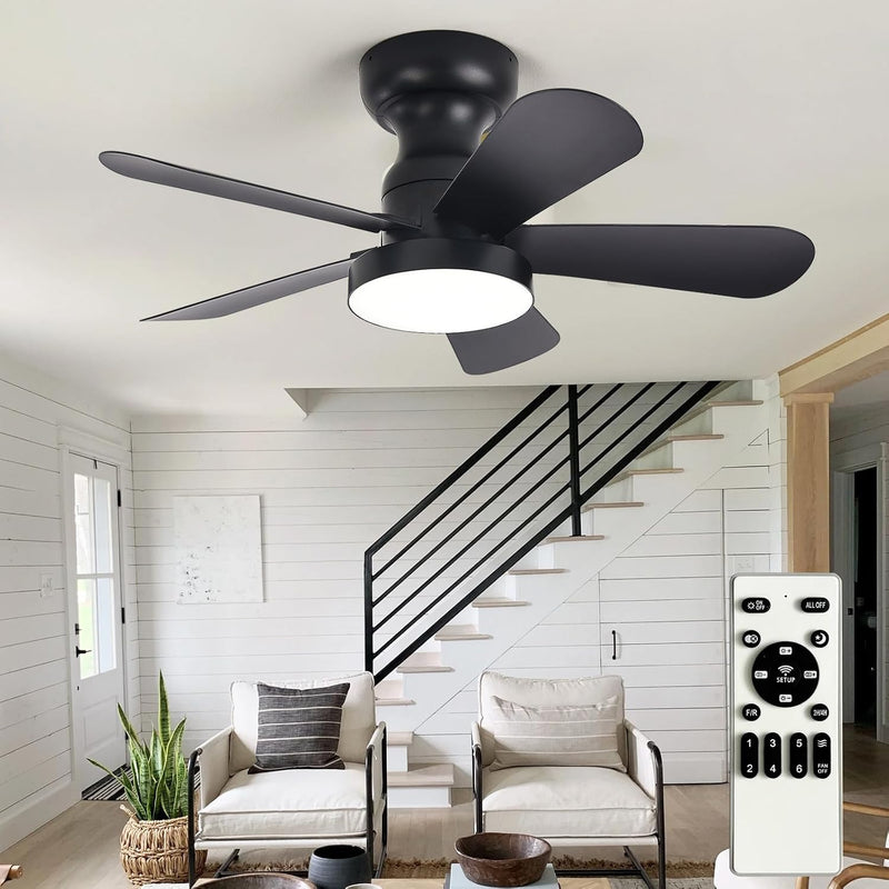 Ceiling Fan with Lights: 28-Inch Flush Mount Light