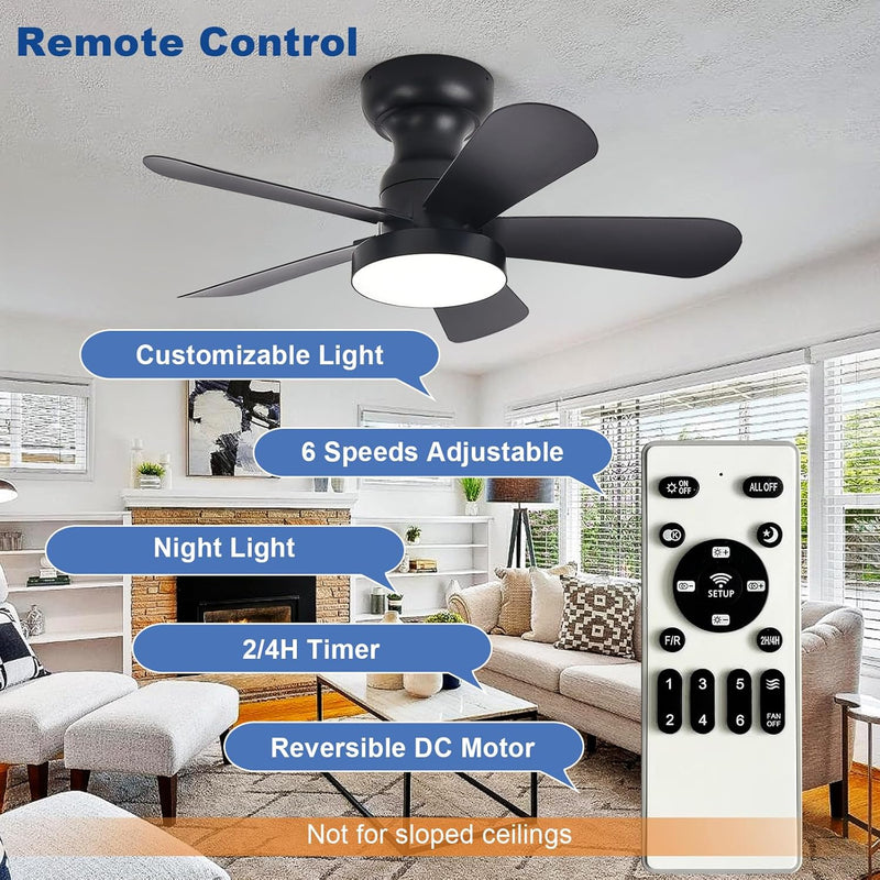Ceiling Fan with Lights: 28-Inch Flush Mount Light