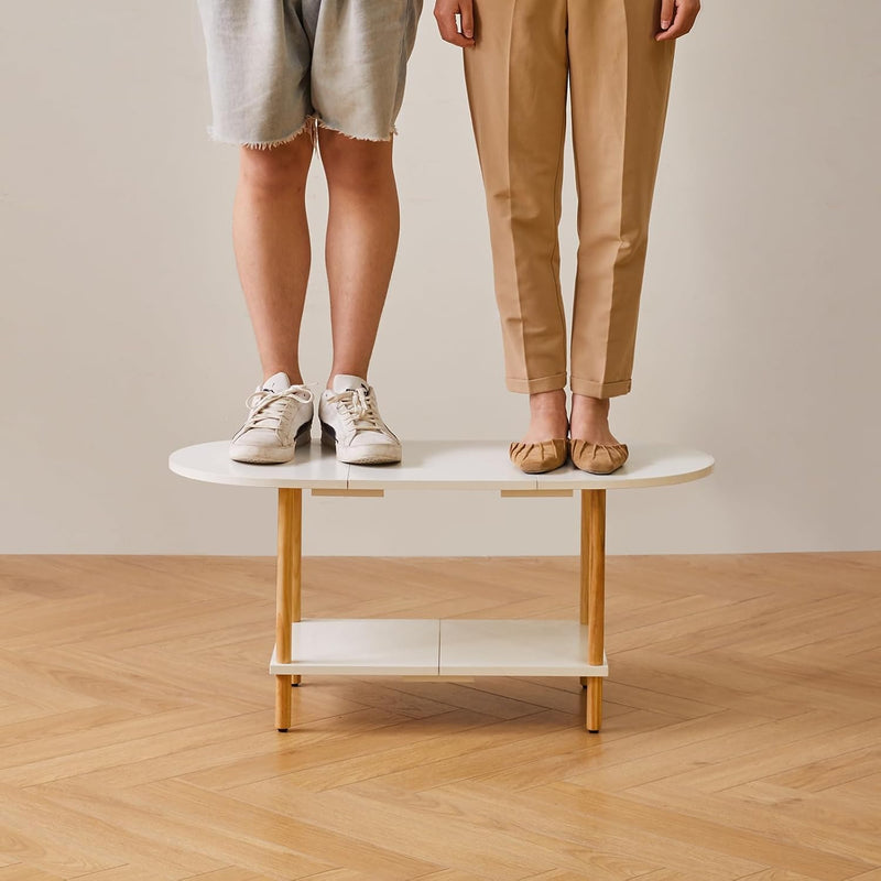 Small Coffee Table Living Room Wooden with 2