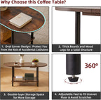 Small Coffee Table Living Room Wooden with 2