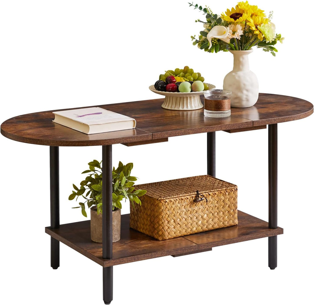 Small Coffee Table Living Room Wooden with 2
