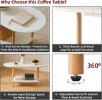 Small Coffee Table Living Room Wooden with 2