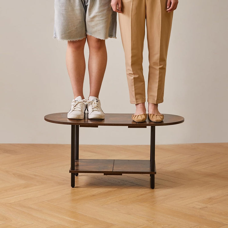Small Coffee Table Living Room Wooden with 2