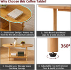 Small Coffee Table Living Room Wooden with 2