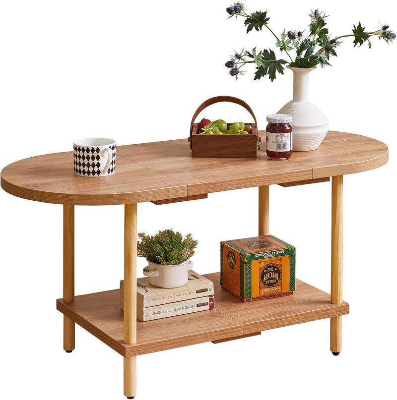 Small Coffee Table Living Room Wooden with 2