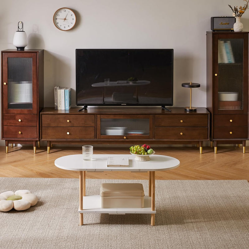 Small Coffee Table Living Room Wooden with 2