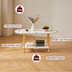Small Coffee Table Living Room Wooden with 2