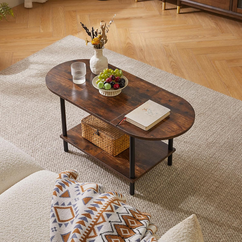 Small Coffee Table Living Room Wooden with 2