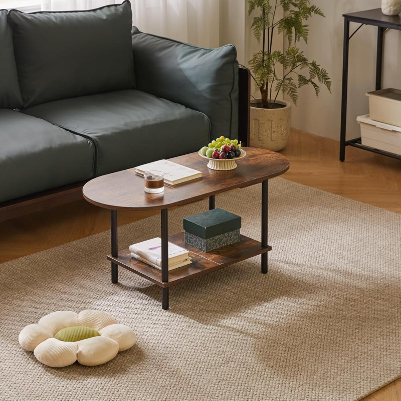 Small Coffee Table Living Room Wooden with 2