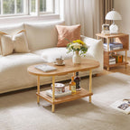 Small Coffee Table Living Room Wooden with 2