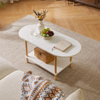 Small Coffee Table Living Room Wooden with 2