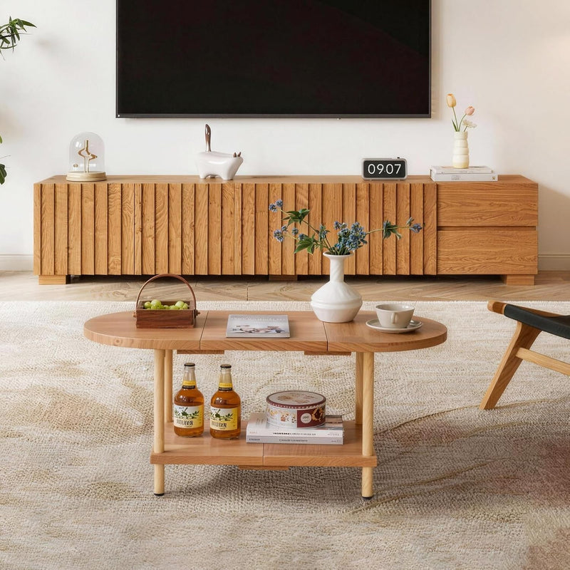 Small Coffee Table Living Room Wooden with 2
