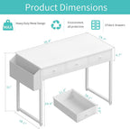 Small Computer Desk 100CM with Fabric Drawers