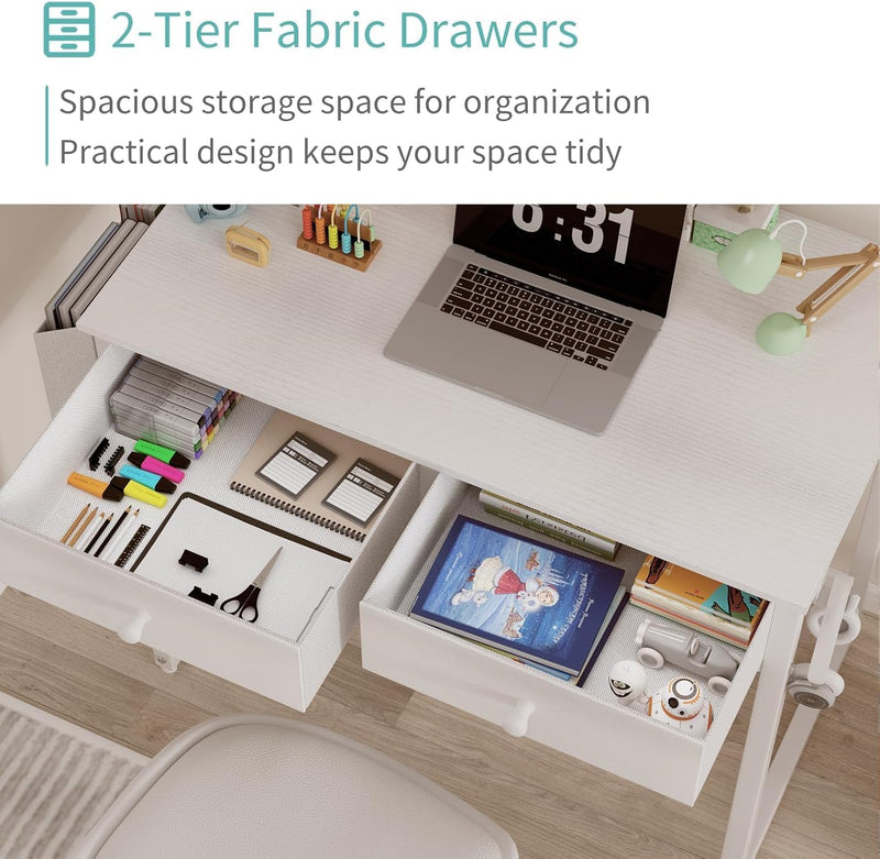 Small Computer Desk with 2 Drawers Home