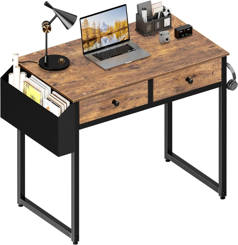 Small Computer Desk with 2 Drawers Home