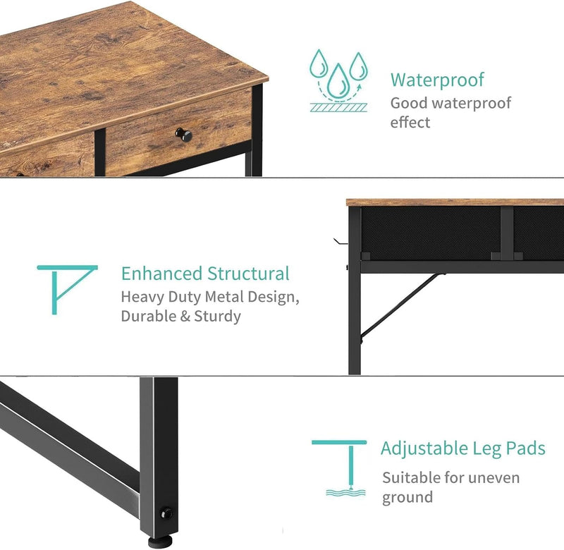 Small Computer Desk with 2 Drawers Home