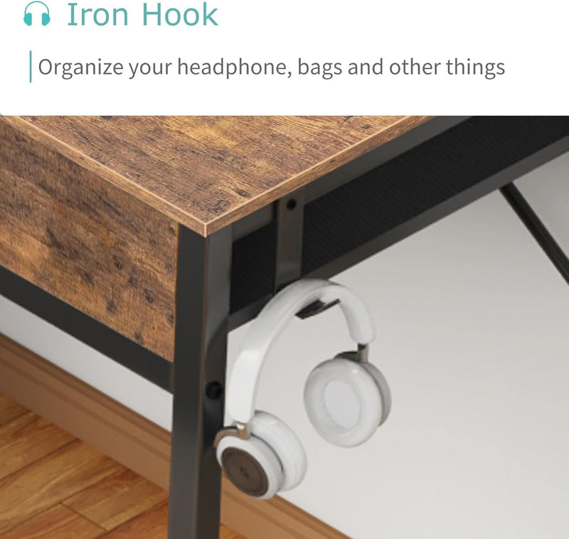 Small Computer Desk with 2 Drawers Home