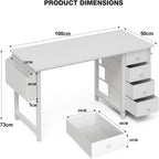 Small Computer Desk with 3 Fabric Drawers 100