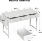 Small Computer Desk with 3 Fabric Drawers 100