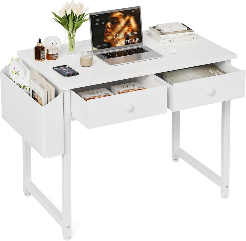 Small Computer Desk with 3 Fabric Drawers 100