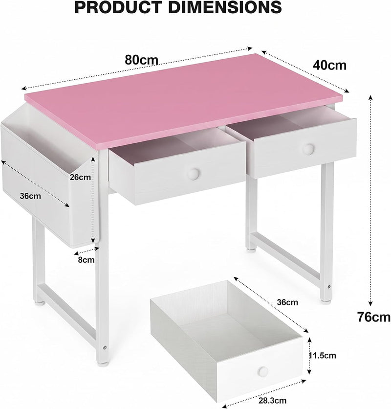 Small Computer Desk with 3 Fabric Drawers 100
