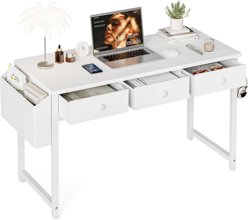Small Computer Desk with 3 Fabric Drawers 100
