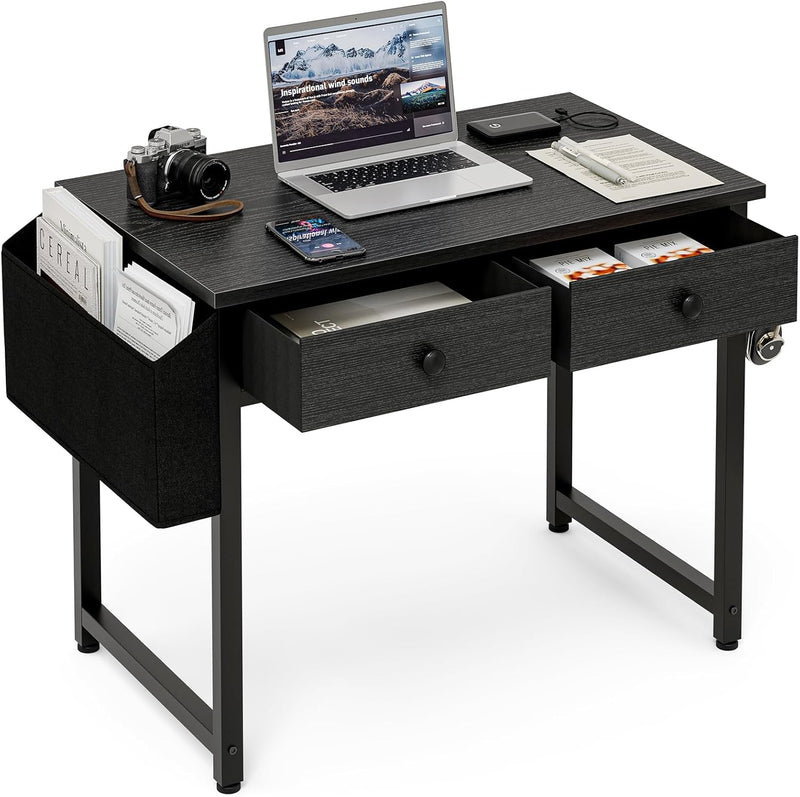 Small Computer Desk with 3 Fabric Drawers 100