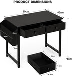 Small Computer Desk with 3 Fabric Drawers 100
