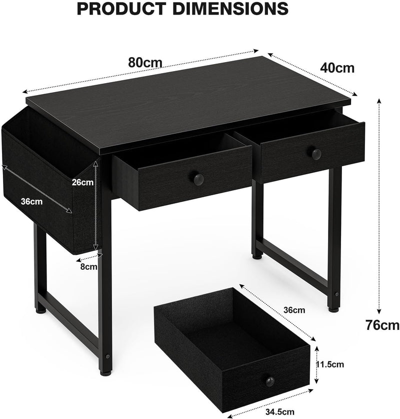 Small Computer Desk with 3 Fabric Drawers 100
