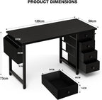 Small Computer Desk with 3 Fabric Drawers 100