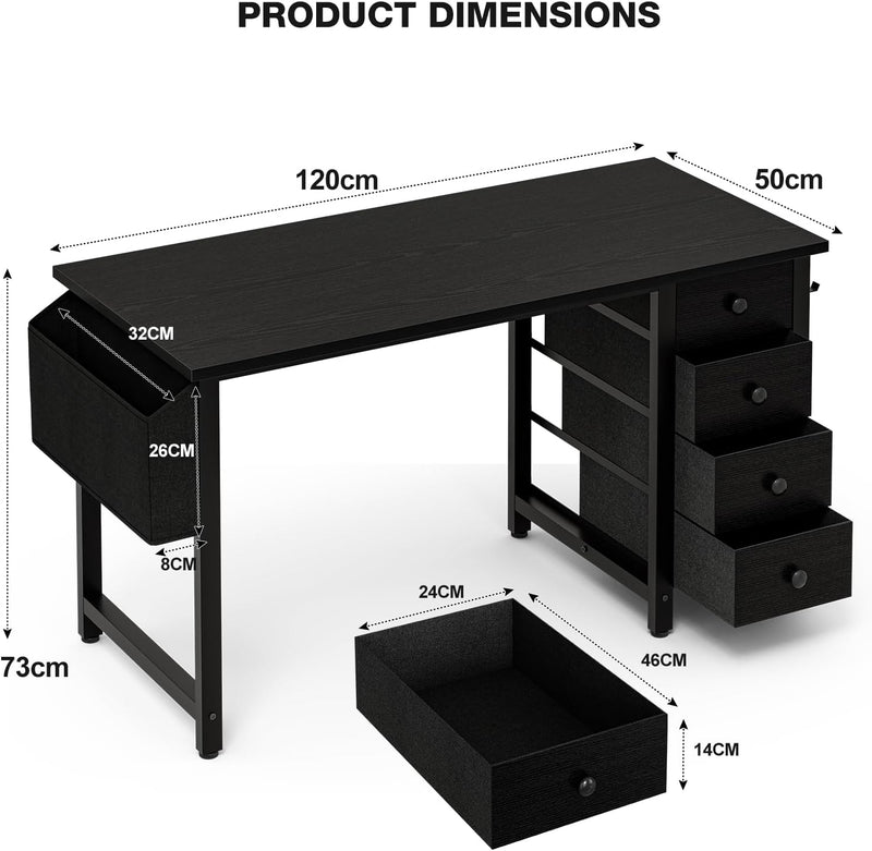 Small Computer Desk with 3 Fabric Drawers 100