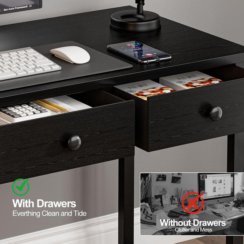 Small Computer Desk with 3 Fabric Drawers 100
