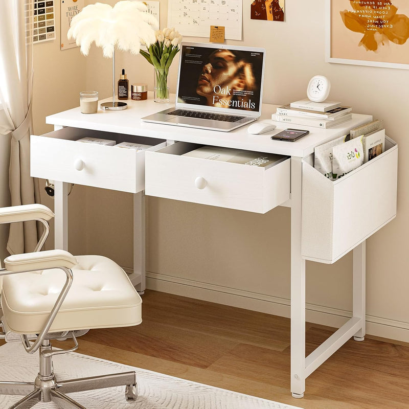 Small Computer Desk with 3 Fabric Drawers 100