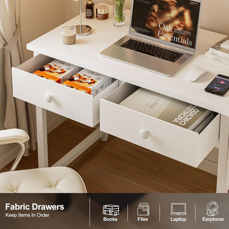 Small Computer Desk with 3 Fabric Drawers 100