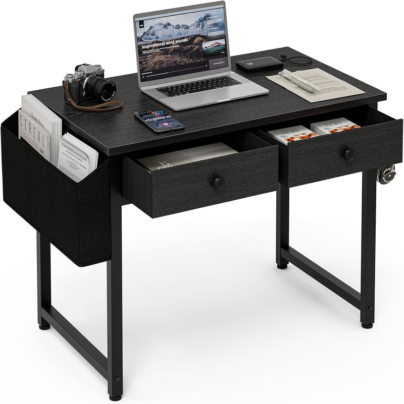 Small Computer Desk with 3 Fabric Drawers 100