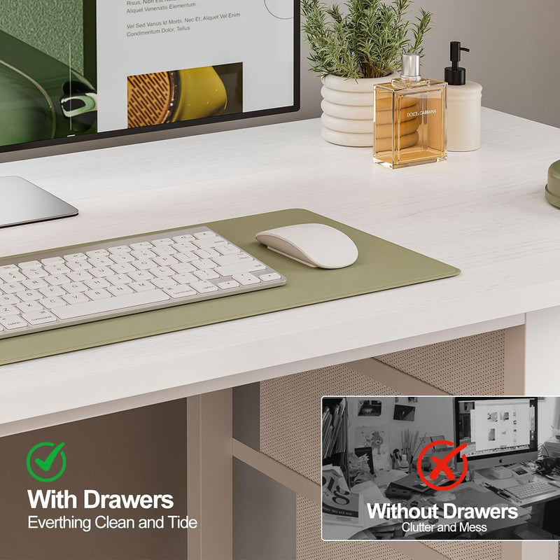 Small Computer Desk with 3 Fabric Drawers 100