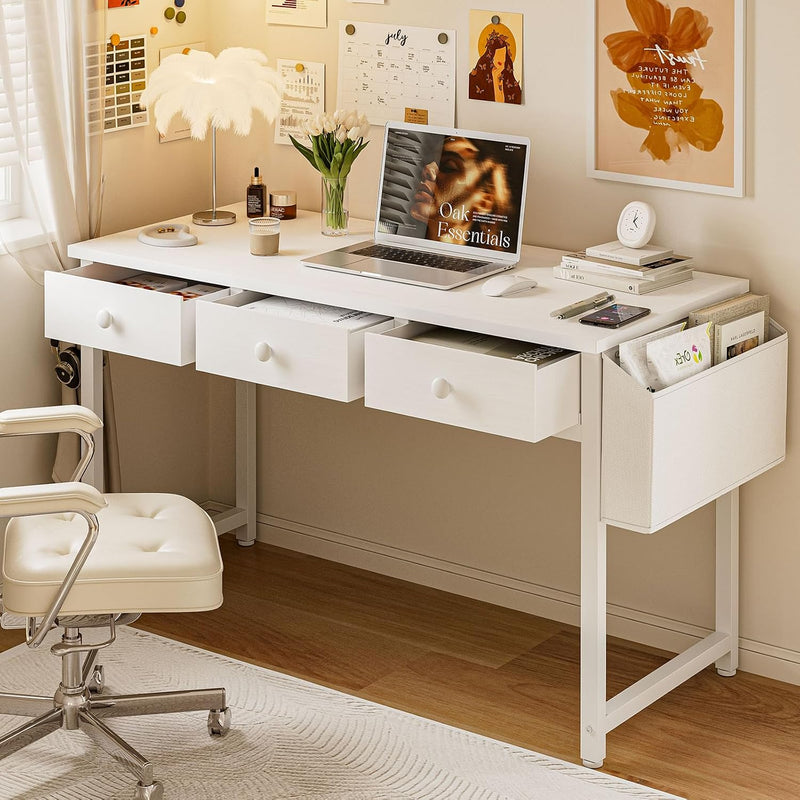 Small Computer Desk with 3 Fabric Drawers 100