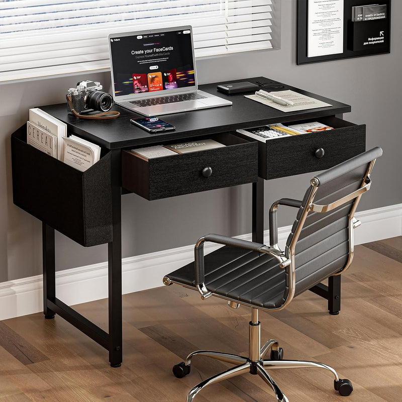 Small Computer Desk with 3 Fabric Drawers 100