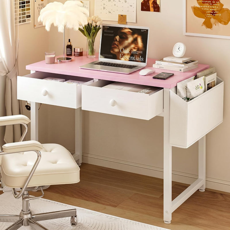 Small Computer Desk with 3 Fabric Drawers 100