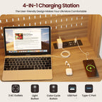 Small Computer Desk with Socket and Sliding Lamp