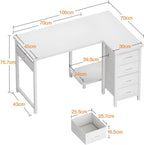 Small Corner Desk with Drawers for Home Office