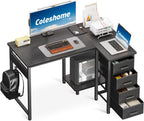 Small Corner Desk with Drawers for Home Office