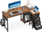 Small Corner Desk with Drawers for Home Office