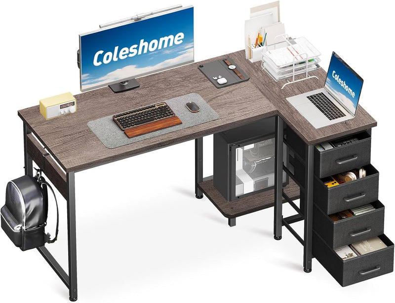 Small Corner Desk with Drawers for Home Office