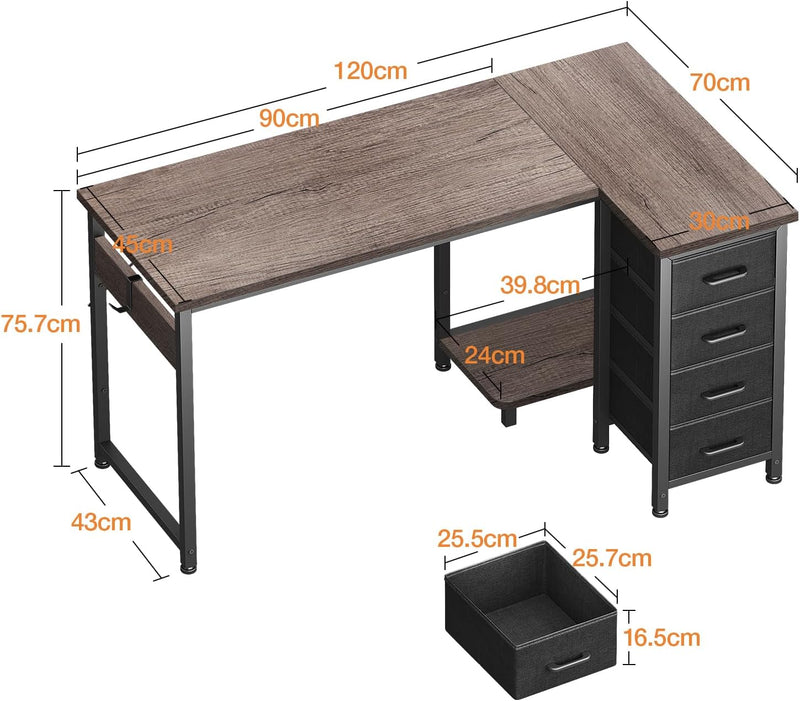 Small Corner Desk with Drawers for Home Office