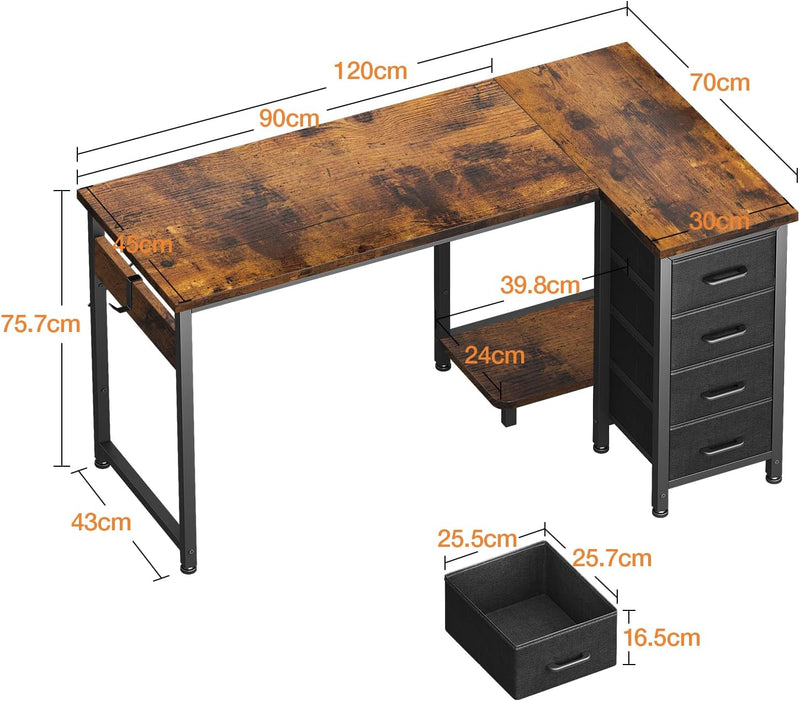 Small Corner Desk with Drawers for Home Office