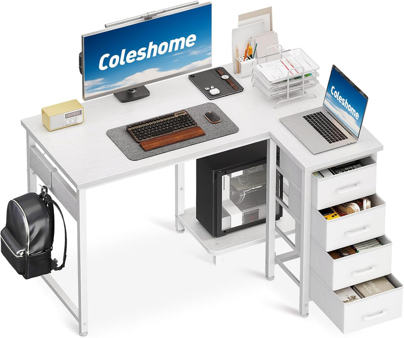 Small Corner Desk with Drawers for Home Office